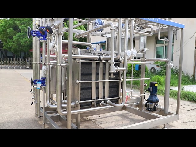 चीन 1000L Pasteurizer Machine With PLC For Milk / Yogurt / Fruit Juice Processing Line SUS304/316 बिक्री के लिए